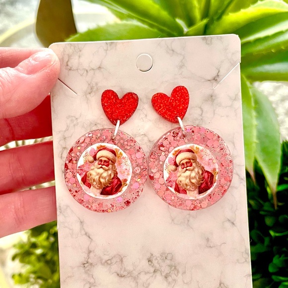 Santa Acrylic Dangle Earrings - Picture 2 of 4